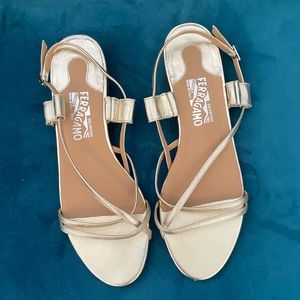 Salvatore Ferragamo Women's Metallic Gold Strappy Sandals